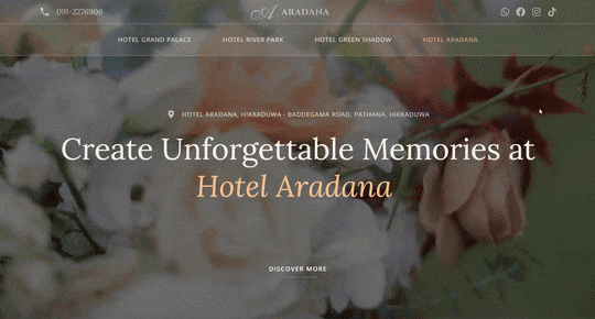 Aradana Hotels Website